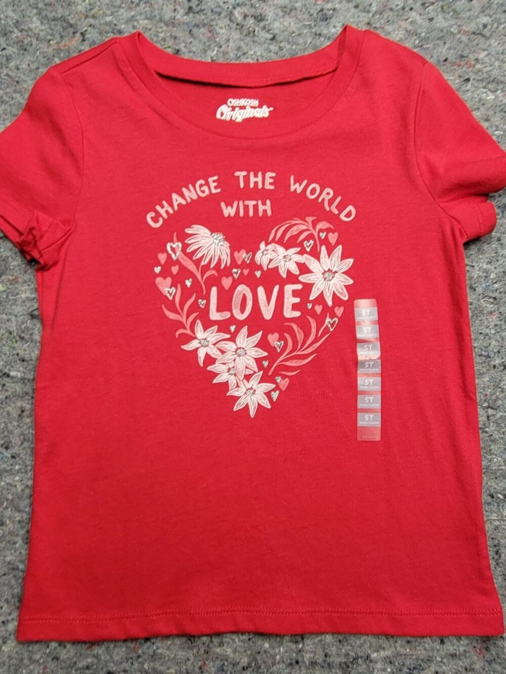 Toddler shirt, OshKosh, size 5t, red, new with tags